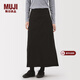 MUJI女式 彈力絲光斜紋A字裙長(cháng)半身裙女25年冬季裙子女裝BE1YTC5A 黑色 L (165/70A)