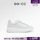 GG-CC新款時(shí)尚真皮小白鞋女厚底增高百搭低幫休閑板鞋ins潮  G21U4038 純白色 35