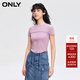 ONLY夏季時(shí)尚簡(jiǎn)約修身純色圓領(lǐng)短袖短款T恤女|124201002 C32 紫霧粉色 XS 155/76A