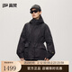 高梵輕殼黑金鵝絨服5.0五分收腰顯瘦2025秋季新款女裝羽絨外套 黑色 S