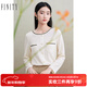 菲妮迪品牌T恤春秋季簡(jiǎn)約氣質(zhì)小香風(fēng)設計感圓領(lǐng)長(cháng)袖上衣 米白色 S