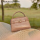 CHARLES&KEITH鱷魚(yú)紋凱莉包手提包斜挎婚包包女包生日女神節禮物CK2-50270880-1