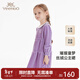 英氏（YEEHOO）女童連衣裙秋裝女孩裙子中大童金絲絨連衣裙長(cháng)袖裙子 風(fēng)信紫 100 cm
