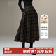 晚白【新品】復古格紋羊毛a字裙冬款氣質(zhì)長(cháng)裙高級感百搭半身裙 格子 M