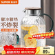 蘇泊爾（SUPOR）冷水壺涼水壺玻璃耐高溫家用大容量冷泡果汁花茶壺水杯茶壺套裝 鼓形耐熱玻璃壺 2L