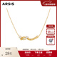 Arsis純真年代復古雙層飄帶項鏈女毛衣鏈輕奢鎖骨鏈送女友生日禮物 復古雙層飄帶項鏈（金色）