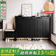 賽運黑色中古風(fēng)鞋柜入戶(hù)客廳玻璃收納柜家用門(mén)口玄關(guān)柜靠墻實(shí)木儲物柜 1.3m隕石黑三門(mén)鞋柜+換鞋凳 送貨上門(mén)