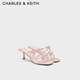 CHARLES&KEITH26春新品蝴蝶結細帶高跟鞋露趾涼拖鞋新年生日禮物CK1-60920425 Light Pink淺粉色 39 （250）