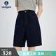 Navigare意大利小帆船牛仔短褲25夏季新款百搭時(shí)尚五分褲高腰通勤百搭中褲 海軍藍 2XL