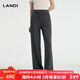 藍地（LANDI）深灰色軟糯舒適休閑直筒闊腿褲女含羊絨真絲冬新品 深灰色 L