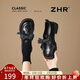 ZHR小皮鞋女2026新款蝴蝶結樂(lè )福鞋英倫女鞋復古粗跟jk單鞋NE12黑色37