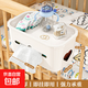 床邊掛籃寶寶嬰兒床頭置物架尿不濕收納掛袋紙尿褲尿布圍欄收納盒 月牙白-升級帶蓋款【帶抽紙口+排插線(xiàn)口】
