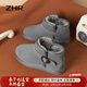 ZHR則則冬季雪地靴女短筒網(wǎng)紅平底短靴女百搭靴子不易滑加絨加厚保暖棉鞋 淺灰色 36