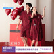 靜韻【那么紅】超柔軟結婚紅色睡衣女夏季短袖睡裙情侶家居服套裝男