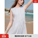 ELLE暈染漸變圓領(lǐng)無(wú)袖a字連衣裙女2025夏新款優(yōu)雅氣質(zhì)背心裙長(cháng)裙 藍色 S