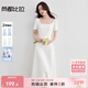 尚都比拉100%棉A字連衣裙女夏氣質(zhì)顯瘦收腰吊帶裙方領(lǐng)休閑中長(cháng)裙