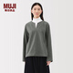 MUJI女式 橫豎彈力起毛套頭長(cháng)袖罩衫t恤上衣25年冬季女裝BC2ORC5A 灰色 M (160/84A)