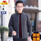 grosfairy中老年男士加絨加厚針織拉鏈開(kāi)衫毛衣爸爸裝立領(lǐng)保暖內衣德絨外套 黑灰色(加絨加厚)-高領(lǐng)紐扣 2XL 適合120-135斤