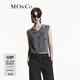 MO&Co.毛衣背心搖滾鏡面珠片釘鉆短款V領(lǐng)綿羊毛針織衫摩安珂 中花灰色 S 160