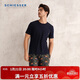 舒雅（Schiesser）士圓領(lǐng)棉莫代爾印花親膚透氣短袖短褲家居服套裝 寶藍  L 