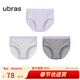 ubras【特賣(mài)】棉抗菌襠女士?jì)妊澟笟庵械脱茄澏萄潱?條裝） 中腰-淺花灰+中花灰+柔灰紫色 L