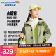 Skechers斯凱奇沖鋒衣男女童裝新款三合一防水搖粒絨休閑外套套裝P424K080 淺卡其/023X 150