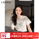 LAGOGO白色字母印花T恤女拉谷谷2025春季新款設計感亮片短袖上衣 本白色 L