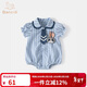 班喜迪嬰兒衣服夏季薄款夏日嬰幼兒女寶寶連體衣公主包屁衣夏裝外出爬服 藍色 66cm