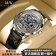 愛(ài)沃馳瑞士品牌IW手表男機械表雙面鏤空機械男表進(jìn)口機芯全自動(dòng)男士手表 愛(ài)沃馳銀殼灰面藍針-皮帶款+原裝皮表帶 +定制刻字