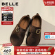 百麗（Belle）堅果拿鐵絨面勃肯鞋女2026春新款商場(chǎng)舒適柔軟復古休閑鞋F3V1DAA6 咖啡色 37