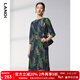 藍地（LANDI）圓領(lǐng)藝術(shù)印花壓褶連衣裙女年春季新款小個(gè)子裙子 花色 L