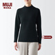 MUJI女式 柔軟棉 高領(lǐng)長(cháng)袖T恤 打底衫 女裝 上衣 FCD85C3A 黑色 XL(165/92A)