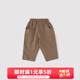 巴厘小豬男童褲子春秋季女童直筒褲夏季透氣紗長(cháng)褲寶寶純棉兒 杏仁咖 110