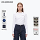 ANN ANDELMAN【經(jīng)典款】官方直營(yíng)黑白雙色疊褶圓領(lǐng)長(cháng)袖t恤女打底 白色 S