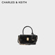 CHARLES&KEITH26春新品學(xué)院風(fēng)鏈條手提郵差包斜挎包新年生日禮物CK2-30671895 Black黑色 S
