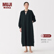MUJI女式 柔軟紗織 連衣裙 純棉長(cháng)袖睡裙女25年秋季 家居睡袍FD1MAA5A 黑色 S (155/80A)