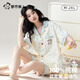 都市麗人睡衣女【100%棉】2026夏季新款純棉短袖印花開(kāi)衫套裝家居服女士
