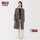 MUJI女式 羊毛混 切斯特大衣毛呢外套女款女裝衣服25年冬季 BD10LA5A 深咖啡棕色 S (155/80A)