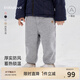 babylove寶寶加絨長(cháng)褲冬加厚保暖束腳休閑褲兒童外出純色百搭褲子 淺麻灰 90