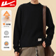 回力毛衣冬季男圓領(lǐng)寬松重磅針織衫套頭百搭男士保暖打底衫黑色XL