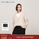 Tommy Hilfiger【金智秀同款】25秋冬新款女絞花寬松V領(lǐng)羊毛衫針織開(kāi)衫外套 米白色0F8 S