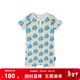 Milkbarn嬰兒短袖短褲連體服 6-24月新生兒春夏外出服寶寶爬服 冰藍雪絨花 90cm (18-24m)