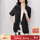尚都比拉立體垂順夏季休閑短袖西裝外套女高級感通勤小西服 黑色 S 