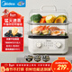 美的（Midea）電蒸鍋電火鍋電煮鍋多功能電炒鍋家用多用途一體電熱鍋蒸魚(yú)包子蒸蛋鍋透明視窗MZ-ZGE302399