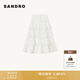 SANDRO春夏女裝法式時(shí)尚優(yōu)雅白色鏤空紐扣長(cháng)款蛋糕裙長(cháng)款半身裙 10/白色 XS (34)