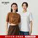 深呼吸DEEP BREATH女裝漸變燙鉆字母寬松圓領(lǐng)短袖純棉T恤女A301437 白 M (3)