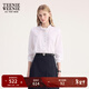 Teenie Weenie小熊女裝襯衫2025秋季新簡(jiǎn)約優(yōu)雅少女感木耳邊領(lǐng)襯衣 象牙白 S