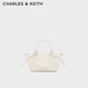 CHARLES&KEITH26春新品柔軟抽繩托特包手提菜籃子包生日禮物CK2-30782804 Cream奶白色 S
