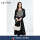 詩(shī)凡黎（‘S EIFINI）【商場(chǎng)同款】條紋拼接連衣裙2023年夏新款女小眾3E4190481 黑色 M 160/84A