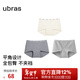 ubras26年新升級平角純棉內褲女7A抗菌加長(cháng)襠防走光包臀四角女士短褲 淺花灰色+中花灰色+白色 3條 L